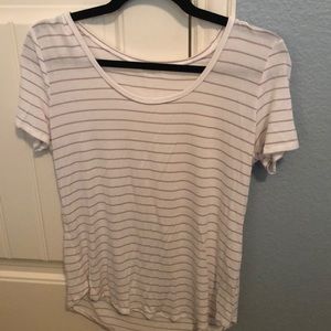 white and light pink tee